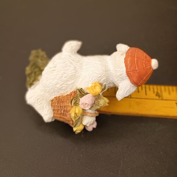 Adorable Hand-Painted Bunny Figurine With Basket Of Flowers - Picture 16 of 16